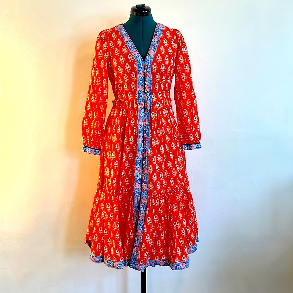 J Crew Button up Tiered Floral Dress